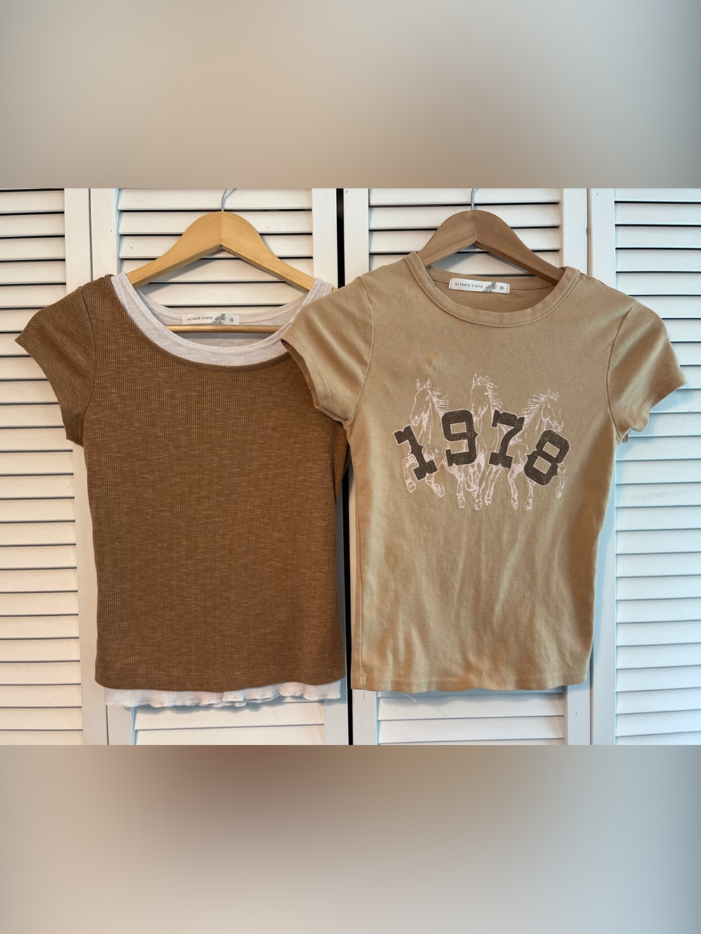Altar'd State Short Sleeve Tee Set - Brown & Tan